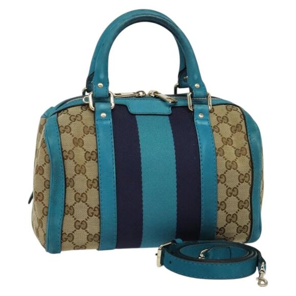 GUCCI GG Canvas Sherry Line Hand Bag 2way Beige Gold - Picture 1 of 14